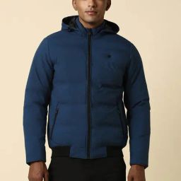 Allen Solly Navy Regular Fit Quilted Hooded Jacket-image-25