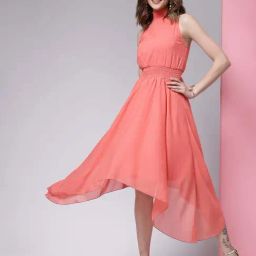 KASSUALLY Peach Assymetric Dress-image-54
