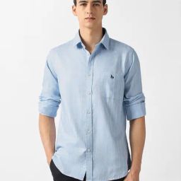 Van Heusen Blue Cotton Slim Fit Striped Shirt-picture-47