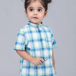 Biglilpeople Boys Blue & White Cotton Checks Shirts-image-30