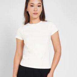 Ajile By Pantaloons Snow White Cotton Slim Fit T-Shirt-image-5