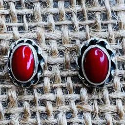 Arte Jewels 925 Sterling Silver Red Gem Stone Stud Earrings for Kids-image-7