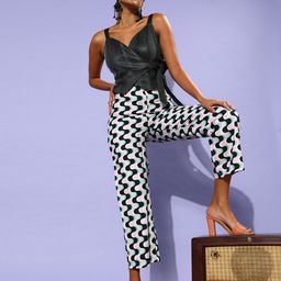 Athena Charcoal Grey Printed Wrap Top with Tie-Up image 2