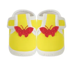 Neska Moda 0 To 6 Months Butterfly Velcro Newborn Soft Skin-Friendly Cotton Baby Booties (Yellow)-image-4