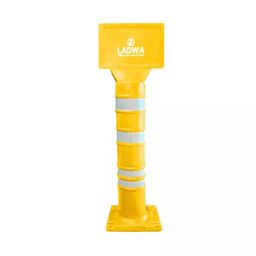 Ladwa 350X350X1500 mm LLDPE Bollard Road Barricade Yellow with Default Logo Sign Board-47