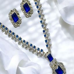AccessHer Sterling Silver Plated American Diamond Studded Necklace And Earrings-image-66