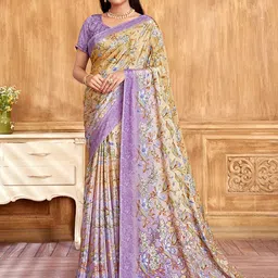Mitera Floral Poly Crepe Designer Saree-picture-18
