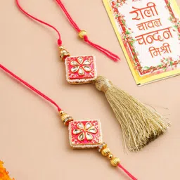 Sangria Set Of 2 KundanStudded And Beaded Bhaiya Bhabhi Rakhi-20