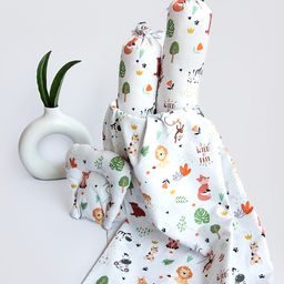 Yellow Doodle Baby Animals Cot Bedding Set - Multicolour-17