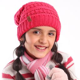 Pine Kids Textured Woollen Cap Pink - Diameter 15 cm-image-65