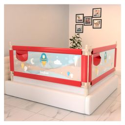 BAYBEE Baby Bed Rails Guard Barrier for Baby Kids Safety, Foldable Bed Rail Falling Protector Fence with 7 Adjustable Height (180x63 cm, (Pack of 2) Red) - (Color & Design May Vary)-picture-28