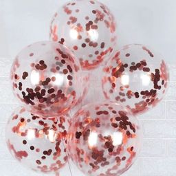 AMFIN Transparent Balloons Bouquet Combo with Pre-Filled Rosegold Confetti & Ribbons for Birthday Girl  - Pack Of 10-image-83
