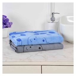 JARS Collections 100% Microfiber Very Soft Cartoon Animal Print Baby Bath Towel Pack of 2 -Multicolor-image-63