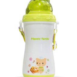 Chinmay Kids Opaque Soft Straw Sipper White Anti-Spill Sippy Cup with Adjustable Strap for Baby & Kids Water Bottle Juice Sipper BPA Free 350 ml Green-16