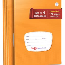 Target Publications Single Line Small Notebooks Pack of 4 -  172 Pages Each-0