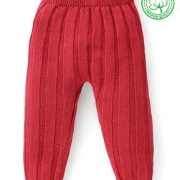 Babyhug Organic Cotton Full Length Fleece & Woollen Pant Solid Color - Red-image-21