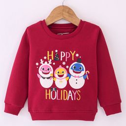 Bodycare Cotton Fleece Full Sleeves Sweatshirt Snowman Print - Maroon-image-45