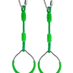 Hop N Play Kids Hanging Gymnastic Metal Ring Set with Plastic Grips - Indoor Outdoor Fitness Monkey Bar Rings (Green)-picture-28