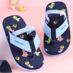Babyoye Flip Flops With Back Strap Dino Print - Blue-picture-2