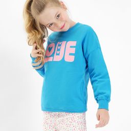 Primo Gino 100% Cotton French Terry Full Sleeves Sweatshirt with Text Print - Blue-image-27