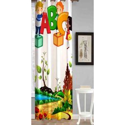Filymore Curtains for Kids Room/play School Cartoon Yellow and White Colors Cartoon Design Parde 7x4 Feet Long Set of 1, Door Curtain-39