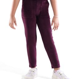 Honeyhap Premium Velour Knit Full Length Bio Finish Solid Leggings - Wine-image-76
