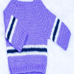 Knits & Knots Woollen Blend Full Sleeves Colour Blocked Sweater - Purple & Black-picture-45