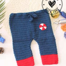 Woonie Woollen Abstract Crochet Embellished Handmade Pant - Blue-picture-28