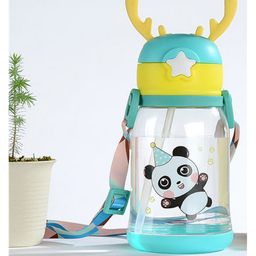 The Cheeky Kidzz Baby Straw Feeding Bottle Cup Learning Feeder With Cute Horn Attractive Cartoon 600ml Straw Sipper BPA Free (GREEN)-image-20
