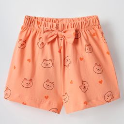 Tango Single Jersey Knit Knee Length Shorts With Bunny Print & Applique - Orange-image-37