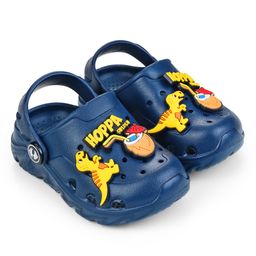 HOPPA SWEDEN Perforated Clogs With Dinosaur & Coconut Drink Charms - Navy Blue-image-44