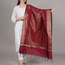 MUFFLY Woven Design Dupatta with Zari-17