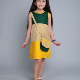 Pink Chick Girls Colourblocked Sleeveless A-Line Dress-image-85