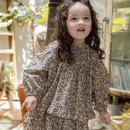 LULU & SKY Floral Print Bell Sleeve Cotton Top-39