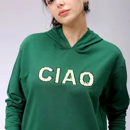 Freehand by The Indian Garage Co Women Embellished Hooded Sweatshirt-picture-12