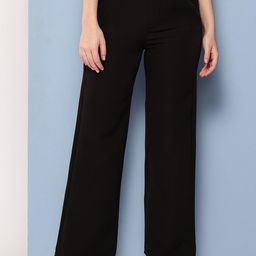 Girls Casual Wear Black Colour Solid Crepe Pant-image-77
