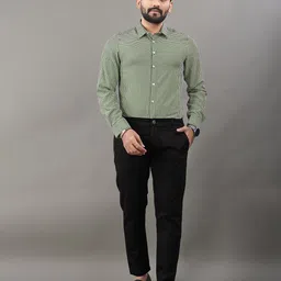 TERAXO Men Premium Slim Fit Spread Collar Micro Checked Formal Shirt-image-81