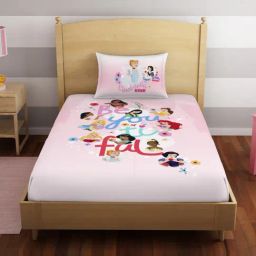 Spaces Character Based Pink 180 TC Cotton Single Bed Sheet with 1 Pillow Cover-image-81