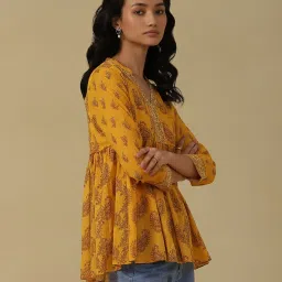 aarke Ritu Kumar Mustard Printed A Line Kurti With Camisole image 3