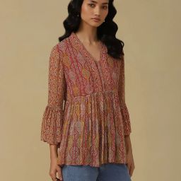 aarke Ritu Kumar Fuchsia Printed A Line Kurti image 3