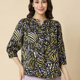 Allen Solly Black & Yellow Printed Top-picture-36
