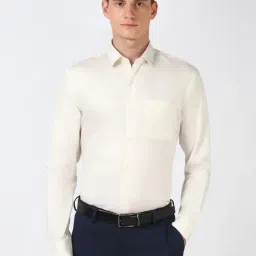 Peter England Beige Cotton Slim Fit Shirt-picture-32