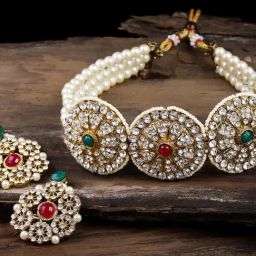 Zaveri Pearls Multicolor Alloy Necklace & Earring Set-44