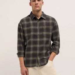 The Bear House Brown Cotton Relaxed Fit Checks Overshirt-image-87