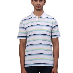 Colorplus White Classic Fit Striped Polo T-Shirt-image-40
