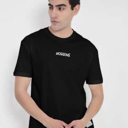 Showoff Black Cotton Regular Fit Printed T-Shirt-image-32