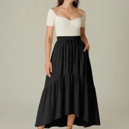 Moomaya Black Regular Fit Skirt-picture-20