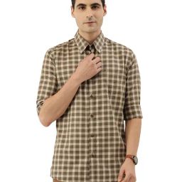 Burnt Umber Olive Checks Shirt-image-35