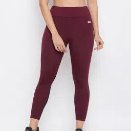Clovia Maroon Slim Fit Tights-image-42
