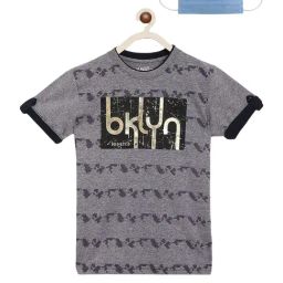 Li'l Tomatoes Boys Grey Cotton Printed T-Shirt & Mask-image-94